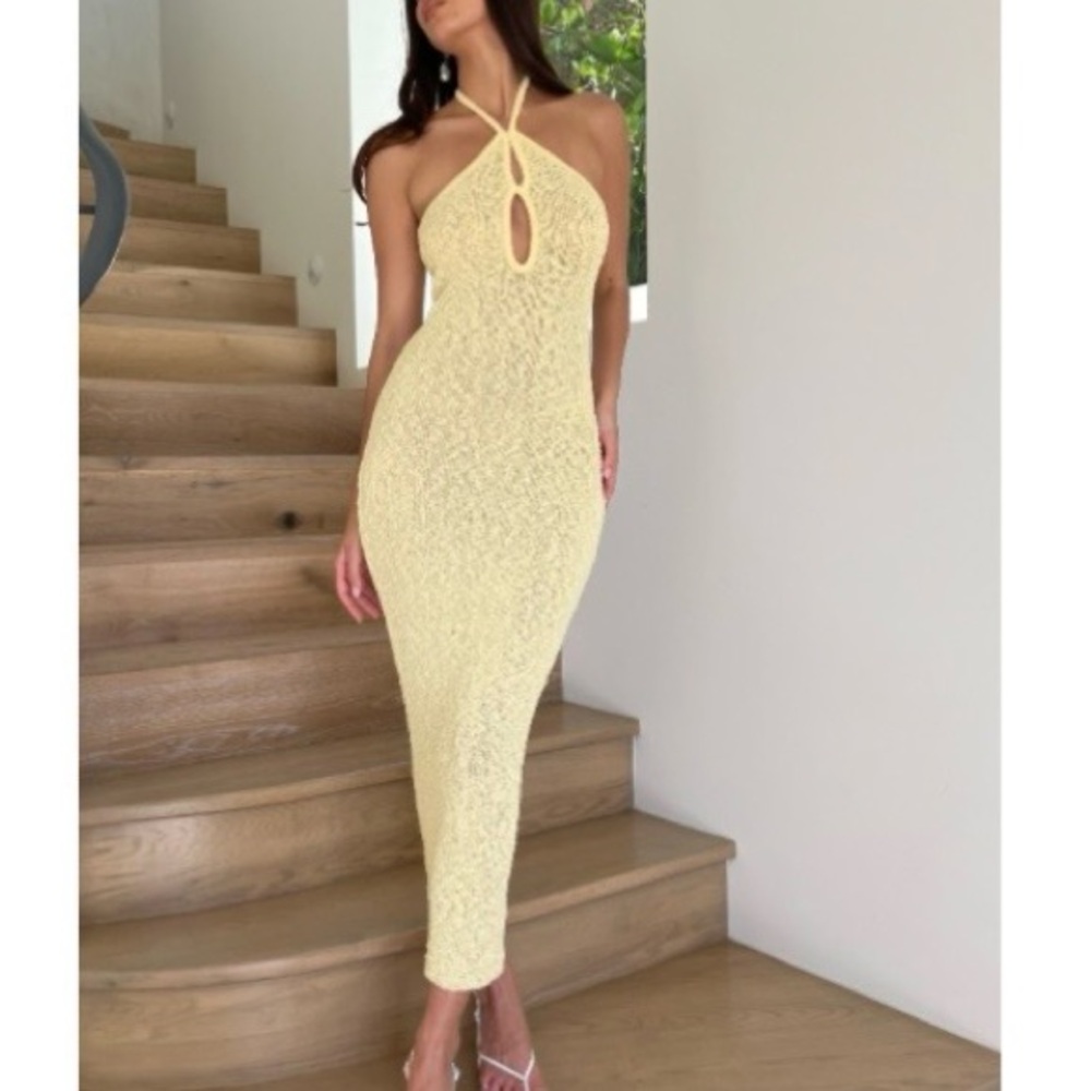Meshki- Kahali Boucle Halter Midi Dress: size M